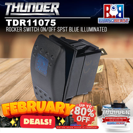 Thunder TDR11075 Rocker Switch On/Off SPST Blue Illuminated