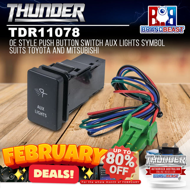 Thunder TDR11078 OE Style Push Button Switch Aux Lights Symbol