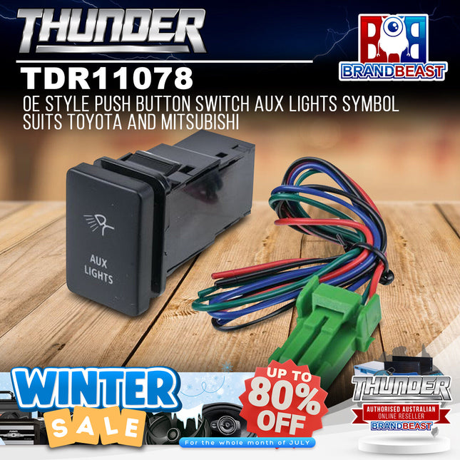 Thunder TDR11078 OE Style Push Button Switch Aux Lights Symbol