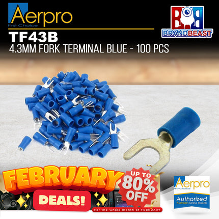 Aerpro TF43B 4.3mm Fork Terminals Blue