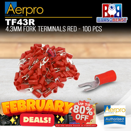 Aerpro TF43R 4.3mm Fork Terminals Red