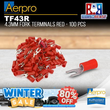 Aerpro TF43R 4.3mm Fork Terminals Red
