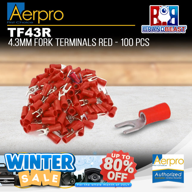 Aerpro TF43R 4.3mm Fork Terminals Red