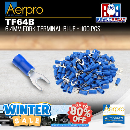 Aerpro TF64B 6.4mm Fork Terminals Blue