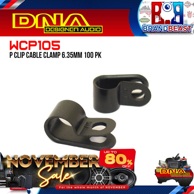 DNA WCP105 8mm Black Nylon P Clip Cable Clamps - 100 Pieces