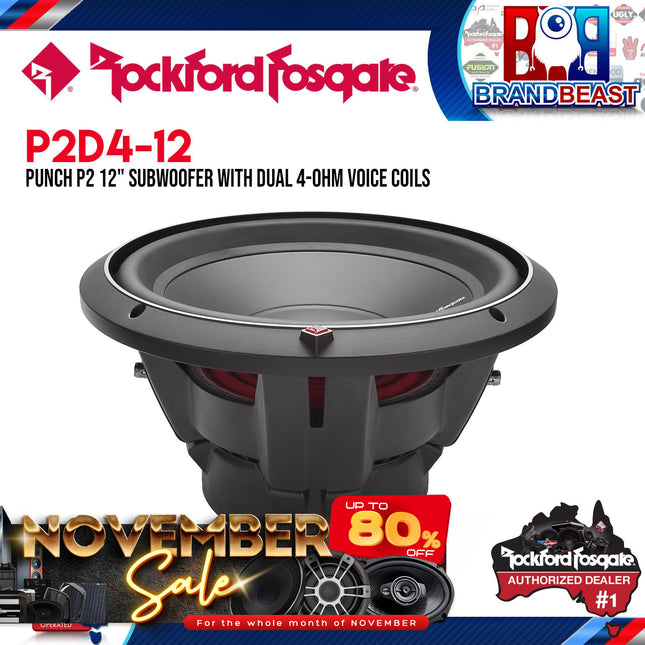Rockford Fosgate P2D4-12 Punch 12" P2 4-Ohm DVC Subwoofer