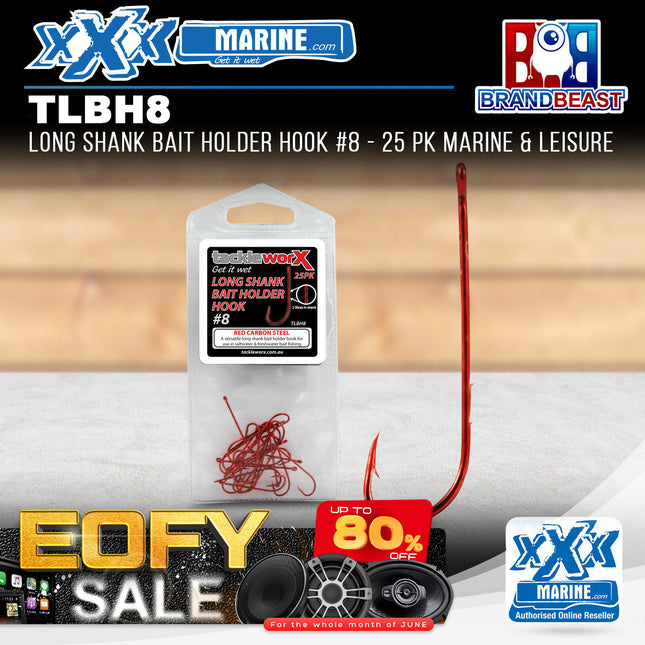 XXX Marine TLBH8 Long Shank Bait Holder Hook #8 - 25 Pack