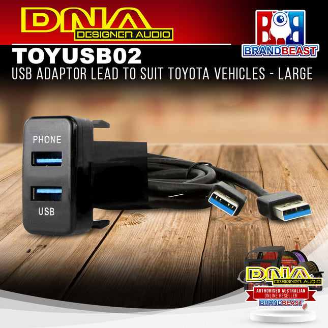 DNA TOYUSB02 Dual USB 3.0 Adaptor Lead To Suit Toyota Vehicles - Large