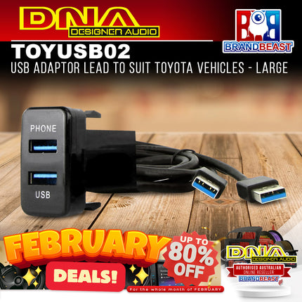 DNA TOYUSB02 Dual USB 3.0 Adaptor Lead To Suit Toyota Vehicles - Large