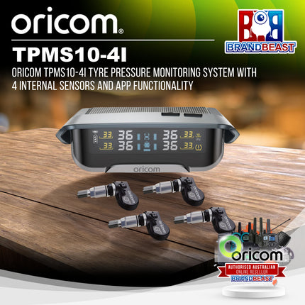 Oricom TPMS10-4I Tyre Pressure Monitoring System with 4 Internal Sensors and App Functionality