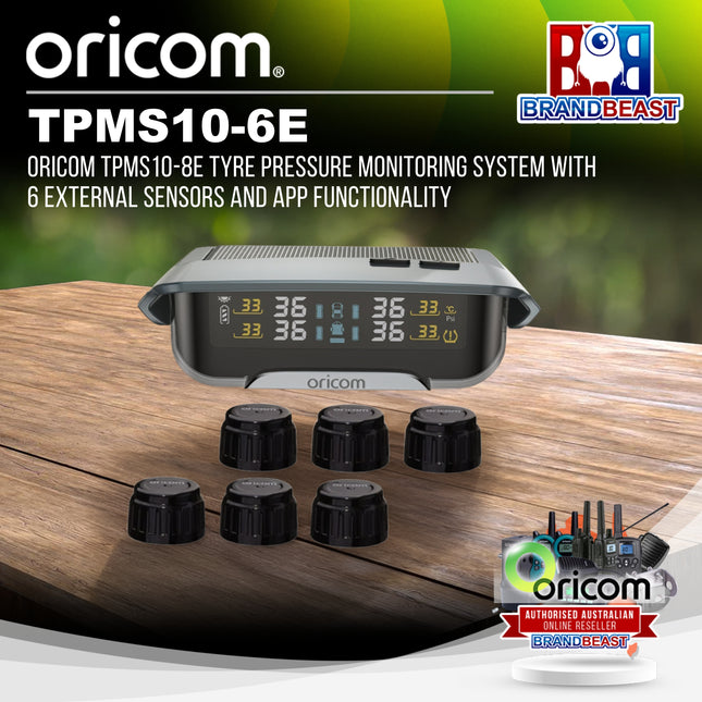 Oricom TPMS10-6E Tyre Pressure Monitoring System with 6 External Sensors and App Functionality