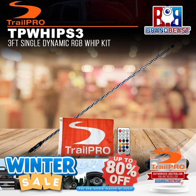TrailPRO TPWHIPS3 3ft Single Dynamic RGB Whip Kit
