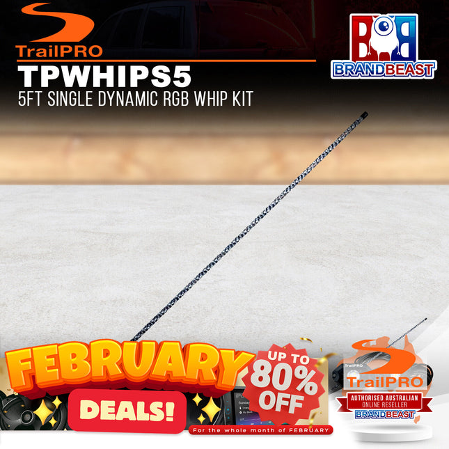 TrailPRO TPWHIPS5 5ft Single Dynamic RGB Whip Kit