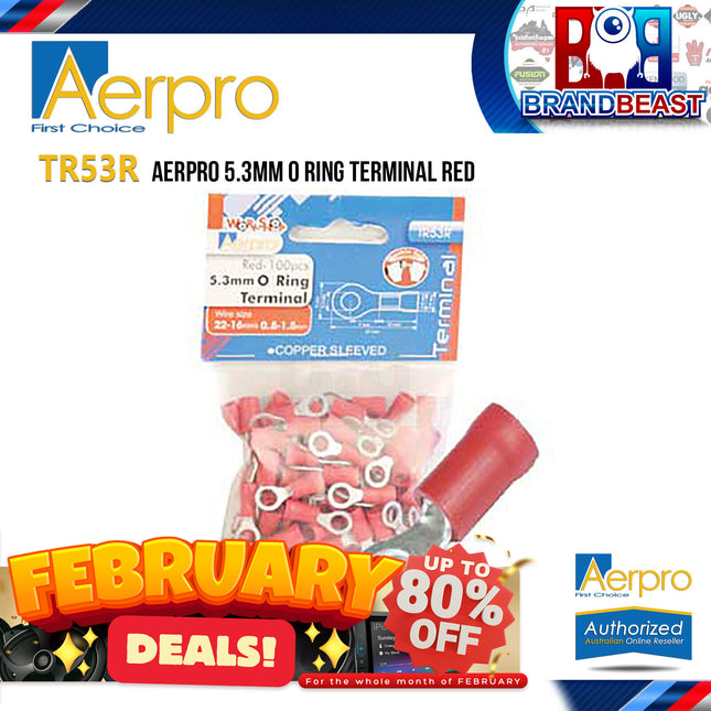 Aerpro TR53R 5.3mm Red O Ring Terminals