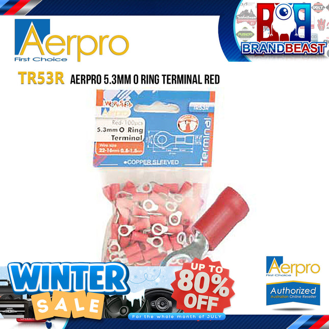 Aerpro TR53R 5.3mm Red O Ring Terminals