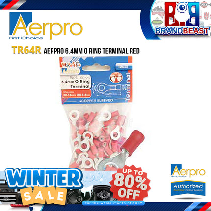 Aerpro TR64R 6.4mm Red O Ring Terminals