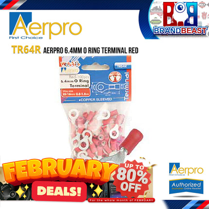 Aerpro TR64R 6.4mm Red O Ring Terminals