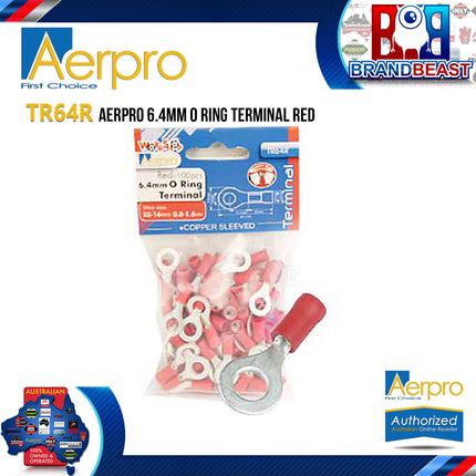 Aerpro TR64R 6.4mm Red O Ring Terminals