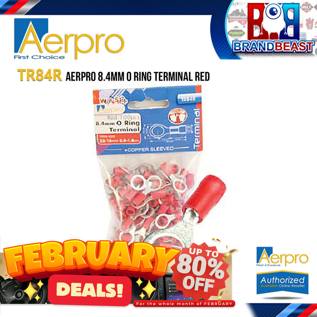 Aerpro TR84R 8.4mm Red O Ring Terminals