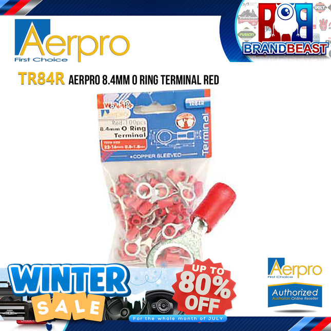 Aerpro TR84R 8.4mm Red O Ring Terminals