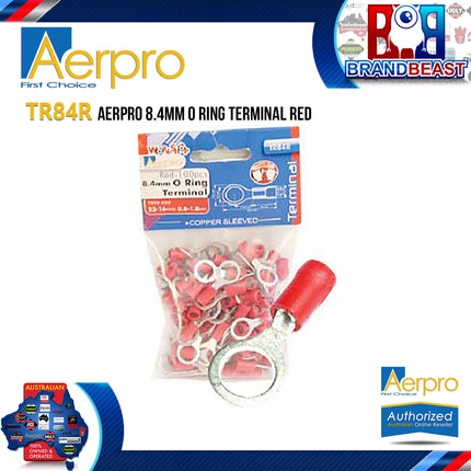 Aerpro TR84R 8.4mm Red O Ring Terminals