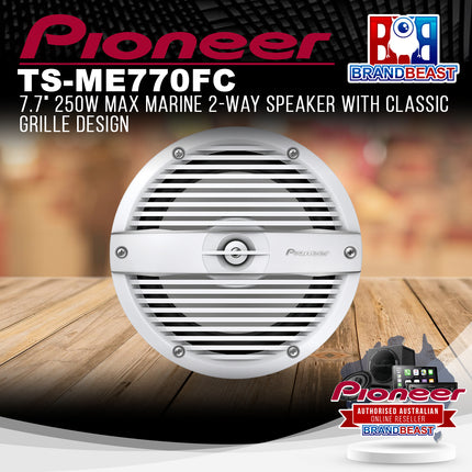 Pioneer TS-ME770FC 7.7" 250W Marine 2-Way Speaker With Classic Grille Design