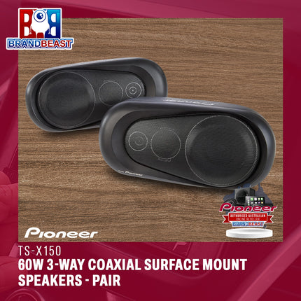 Pioneer TS-X150 60W 3-Way Coaxial Surface Mount Speakers - Pair