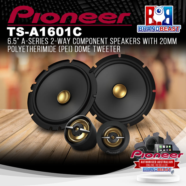 Pioneer TS-A1601C 6.5" A-Series 2-Way Component Speakers with 20mm Polyetherimide (PEI) Dome Tweeter