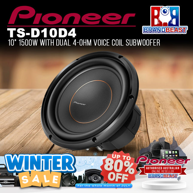 Pioneer TS-D10D4 1500W 10" Dual 4 ohms Voice Coil Subwoofer