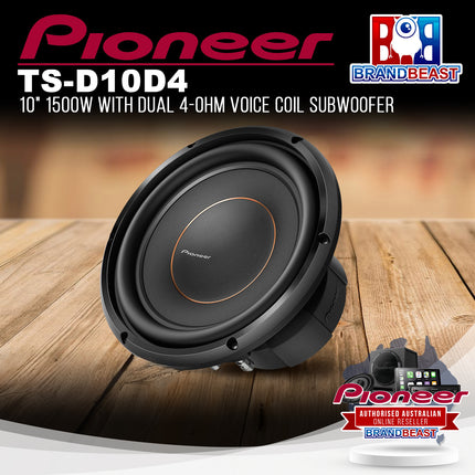 Pioneer TS-D10D4 1500W 10" Dual 4 ohms Voice Coil Subwoofer