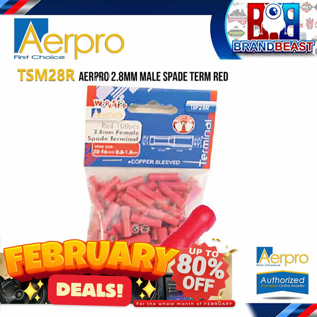 Aerpro TSM28R 2.8mm Red Male Spade Terminal