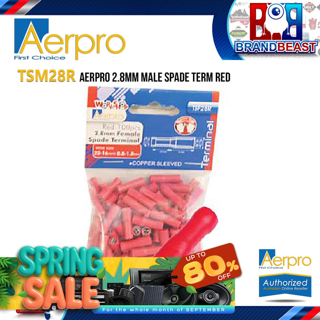 Aerpro TSM28R 2.8mm Red Male Spade Terminal