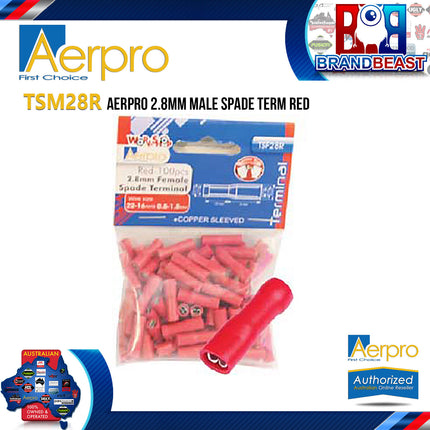 Aerpro TSM28R 2.8mm Red Male Spade Terminal