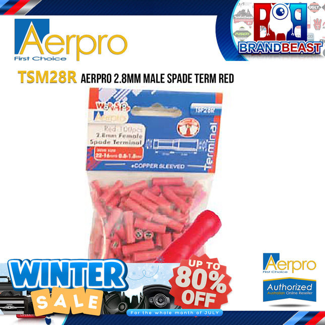 Aerpro TSM28R 2.8mm Red Male Spade Terminal