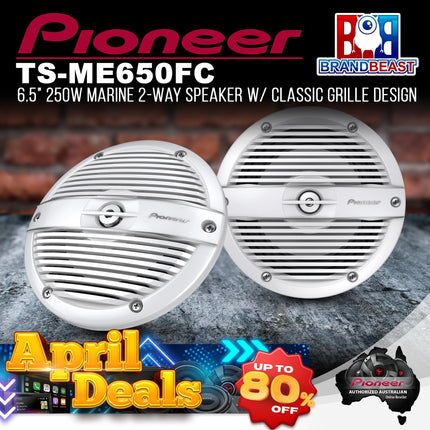 Pioneer TS-ME650FC 250W 6.5" Marine 2-Way Speaker with Classic Grille Design