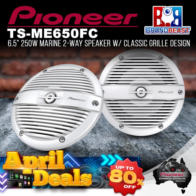 Pioneer TS-ME650FC 250W 6.5" Marine 2-Way Speaker with Classic Grille Design