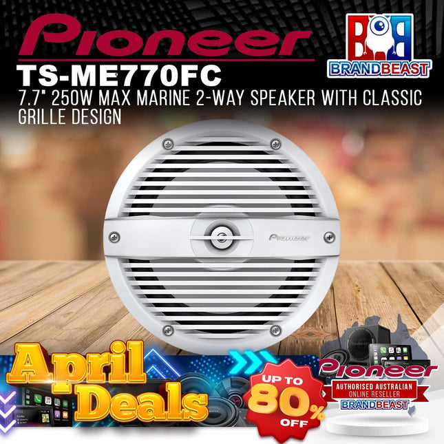 Pioneer TS-ME770FC 7.7" 250W Marine 2-Way Speaker With Classic Grille Design