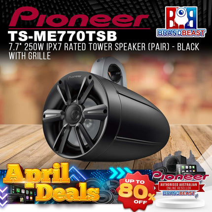 Pioneer TS-ME770TSB 7.7&quot; 250W IPX7 Rated Tower Speaker Pair - Black with Grille