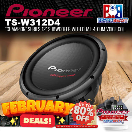 Pioneer TS-W312D4 ‚ÄúChampion‚Äù Series 12" Subwoofer with Dual 4-Ohm Voice Coil