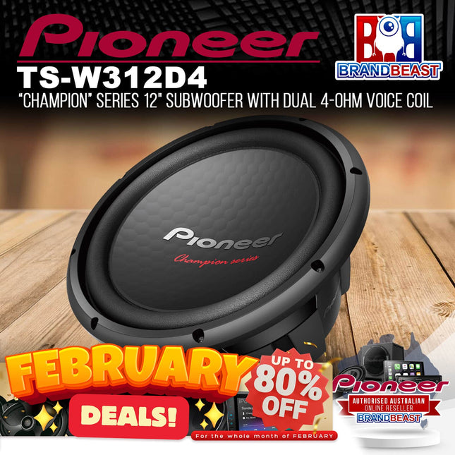 Pioneer TS-W312D4 ‚ÄúChampion‚Äù Series 12" Subwoofer with Dual 4-Ohm Voice Coil