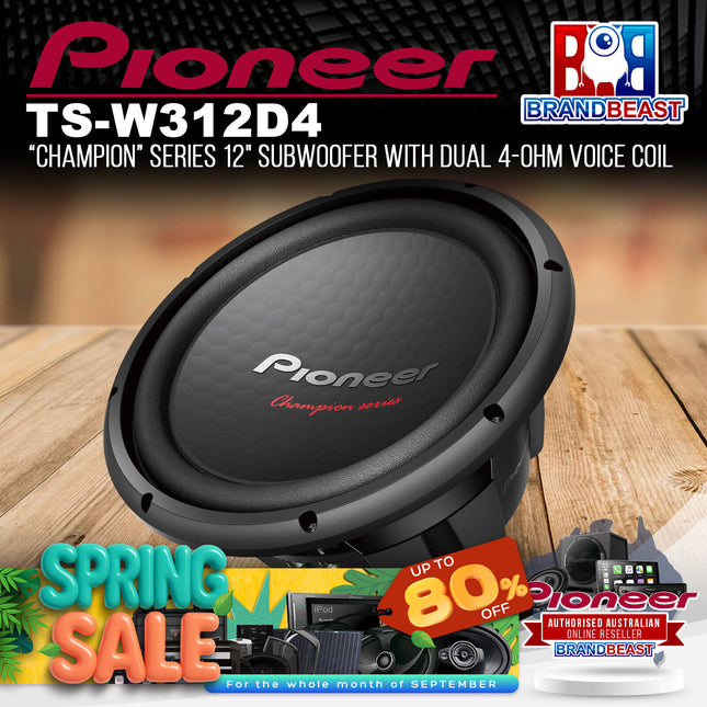 Pioneer TS-W312D4 "Champion" Series 12" Subwoofer with Dual 4-Ohm Voice Coil
