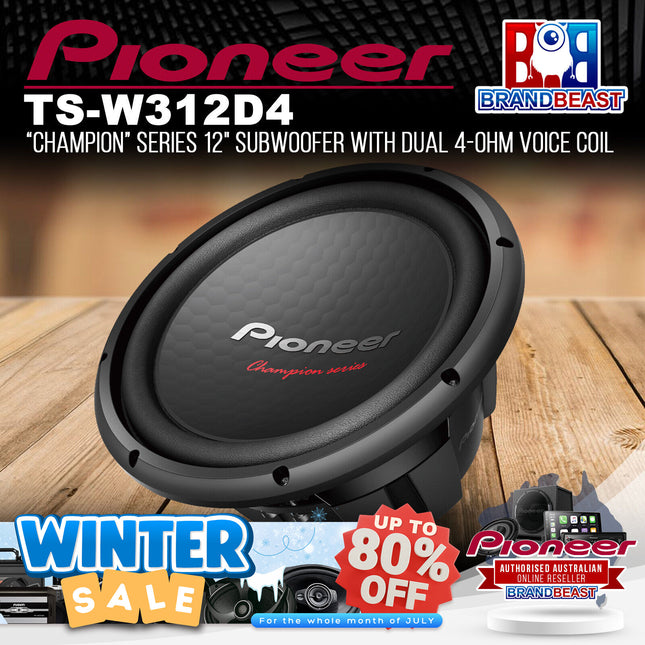 Pioneer TS-W312D4 "Champion" Series 12" Subwoofer with Dual 4-Ohm Voice Coil