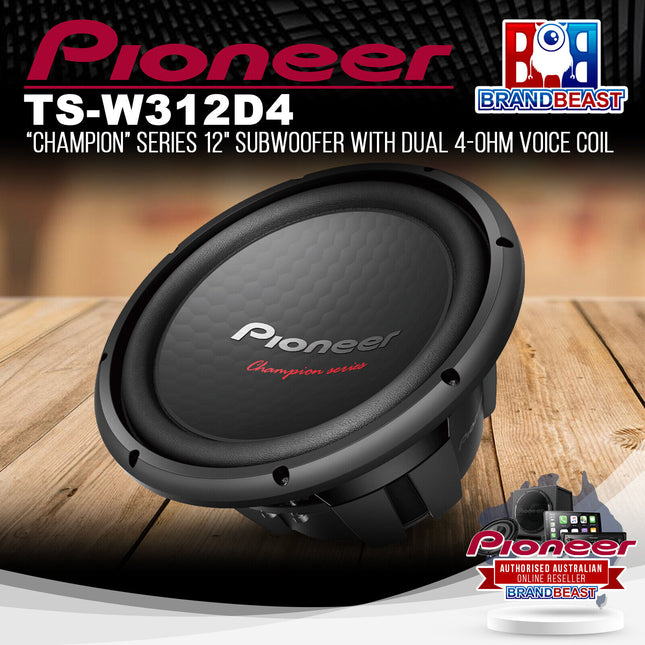 Pioneer TS-W312D4 "Champion" Series 12" Subwoofer with Dual 4-Ohm Voice Coil