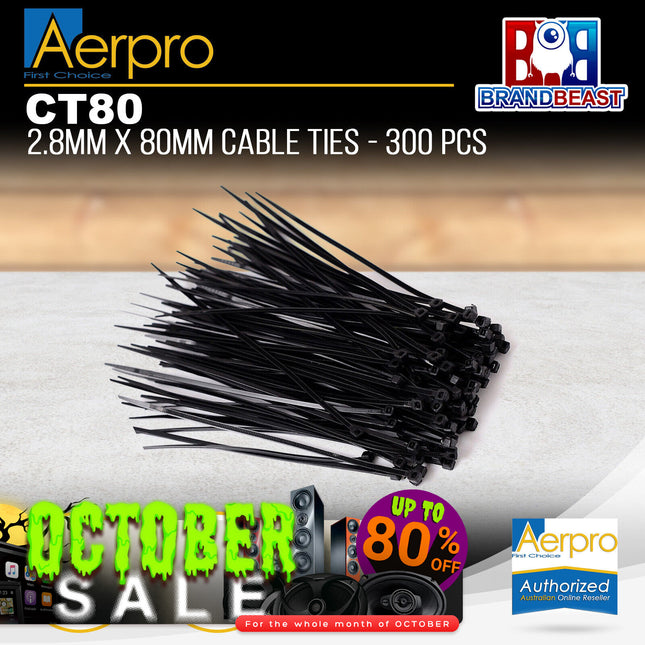 Aerpro CT80 2.8mm x 80mm Cable Ties 300 Pack