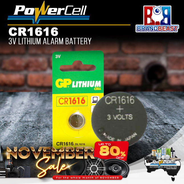 PowerCell CR1616 3V 55mAh Lithium (LiMnO2) Coin Cell Alarm Battery