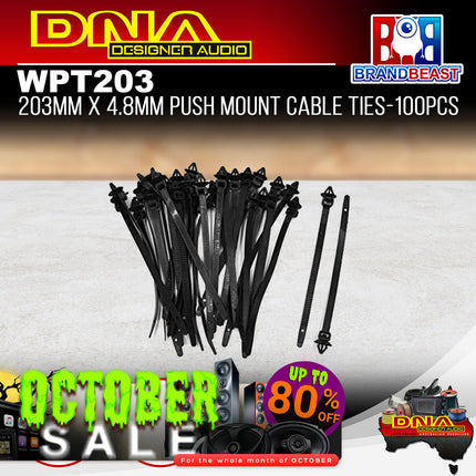 DNA WPT203 203mm x 4.8mm Push Mount Cable Ties - 100 Pieces