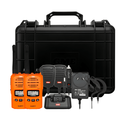 GME TX6160OTP UHF CB Handheld Radio 1 and 5 Watt Twin Pack Orange