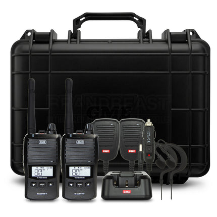 GME TX6165TP 5/1 Watt UHF CB Handheld Radio including Accessories - Twin Pack
