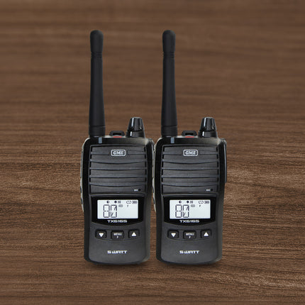 GME TX6165TP 5/1 Watt UHF CB Handheld Radio including Accessories - Twin Pack