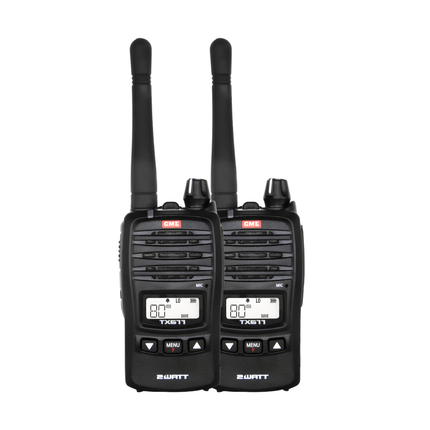 GME TX677TP 2 Watt UHF CB Handheld Radio - Twin Pack